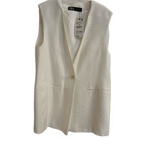 White linen Zara vest, new with tags, fully lined and never worn